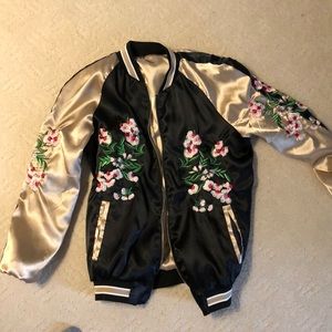 boohoo reversible floral bomber jacket